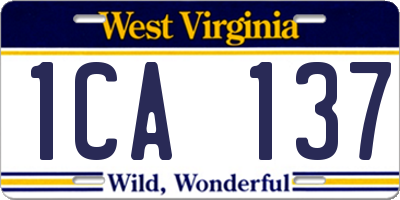 WV license plate 1CA137