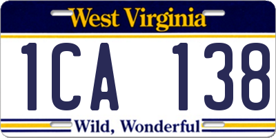 WV license plate 1CA138