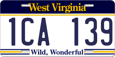 WV license plate 1CA139