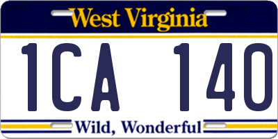 WV license plate 1CA140