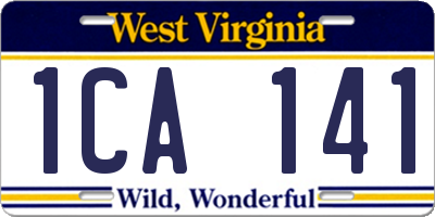 WV license plate 1CA141