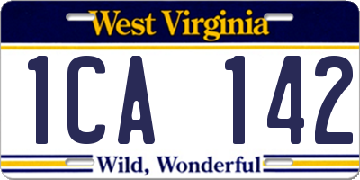 WV license plate 1CA142