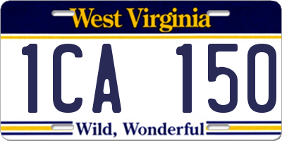 WV license plate 1CA150