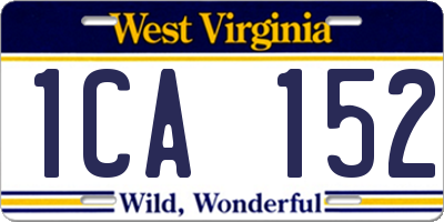 WV license plate 1CA152