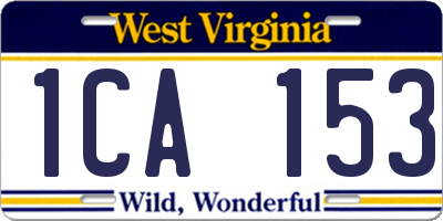 WV license plate 1CA153