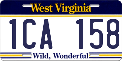 WV license plate 1CA158