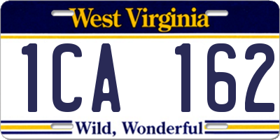 WV license plate 1CA162