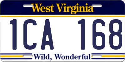 WV license plate 1CA168