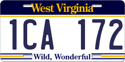WV license plate 1CA172