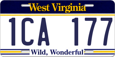 WV license plate 1CA177