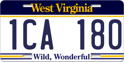 WV license plate 1CA180