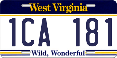 WV license plate 1CA181