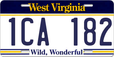 WV license plate 1CA182