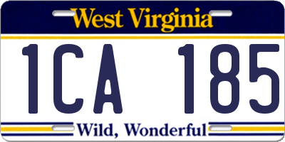WV license plate 1CA185