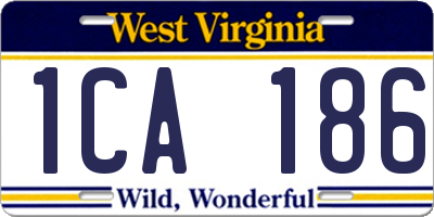 WV license plate 1CA186