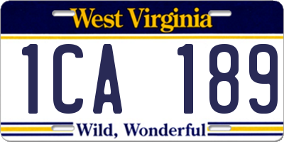 WV license plate 1CA189