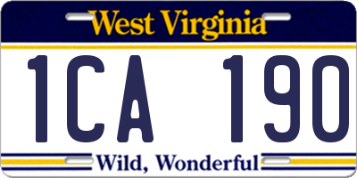 WV license plate 1CA190