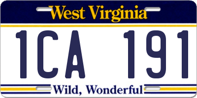 WV license plate 1CA191