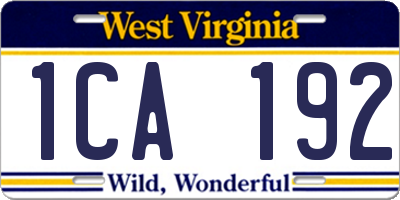 WV license plate 1CA192