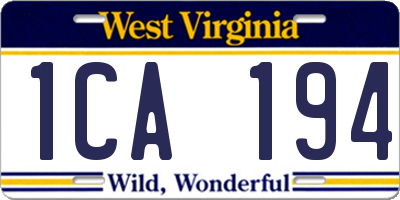 WV license plate 1CA194