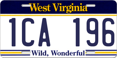 WV license plate 1CA196