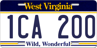 WV license plate 1CA200