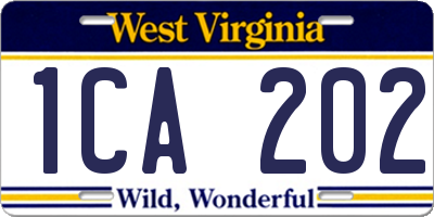 WV license plate 1CA202