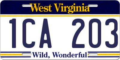 WV license plate 1CA203