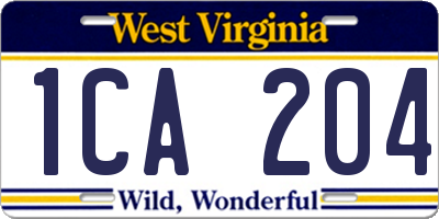 WV license plate 1CA204