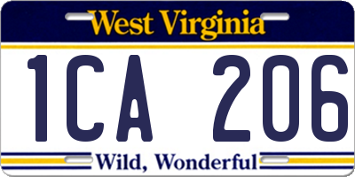 WV license plate 1CA206