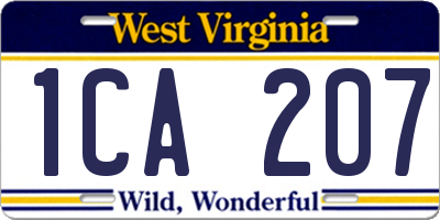WV license plate 1CA207