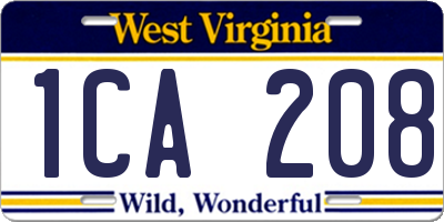 WV license plate 1CA208