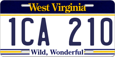 WV license plate 1CA210