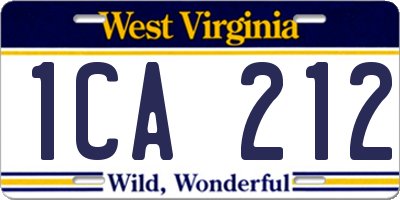 WV license plate 1CA212