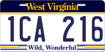 WV license plate 1CA216