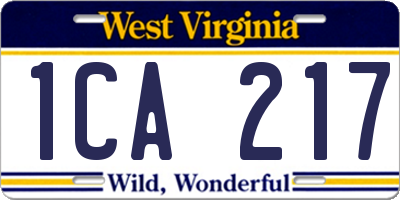 WV license plate 1CA217