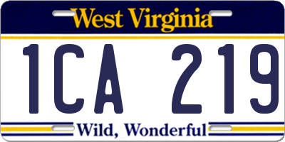 WV license plate 1CA219