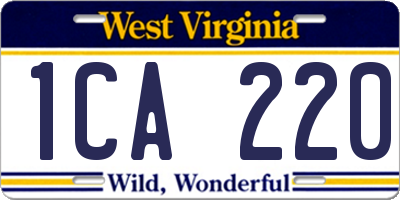WV license plate 1CA220