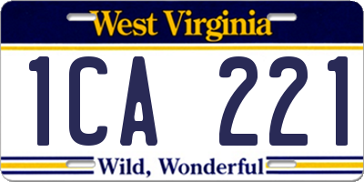 WV license plate 1CA221