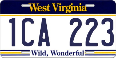 WV license plate 1CA223