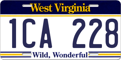 WV license plate 1CA228