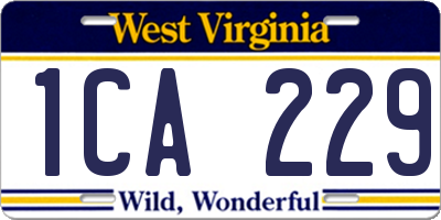 WV license plate 1CA229