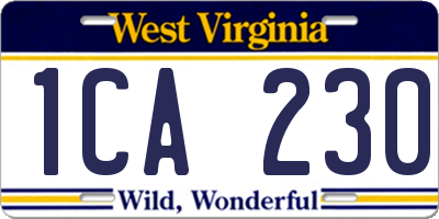 WV license plate 1CA230