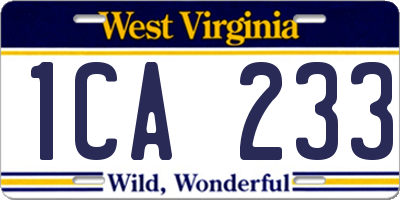 WV license plate 1CA233