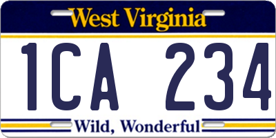 WV license plate 1CA234