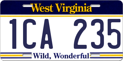 WV license plate 1CA235