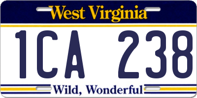 WV license plate 1CA238