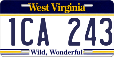 WV license plate 1CA243