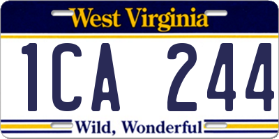 WV license plate 1CA244