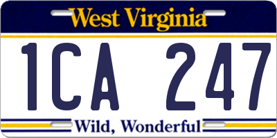 WV license plate 1CA247